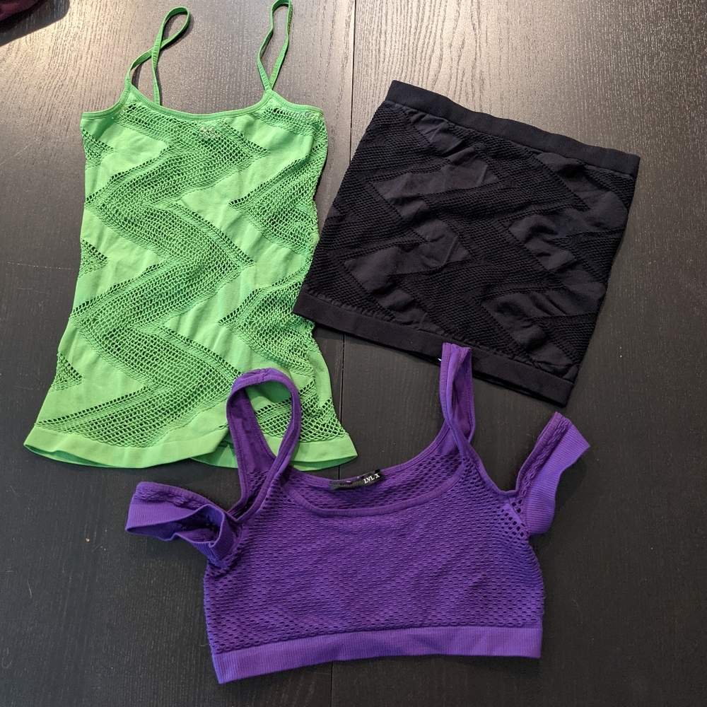 LOT 3 New One size stretchy mesh club tops